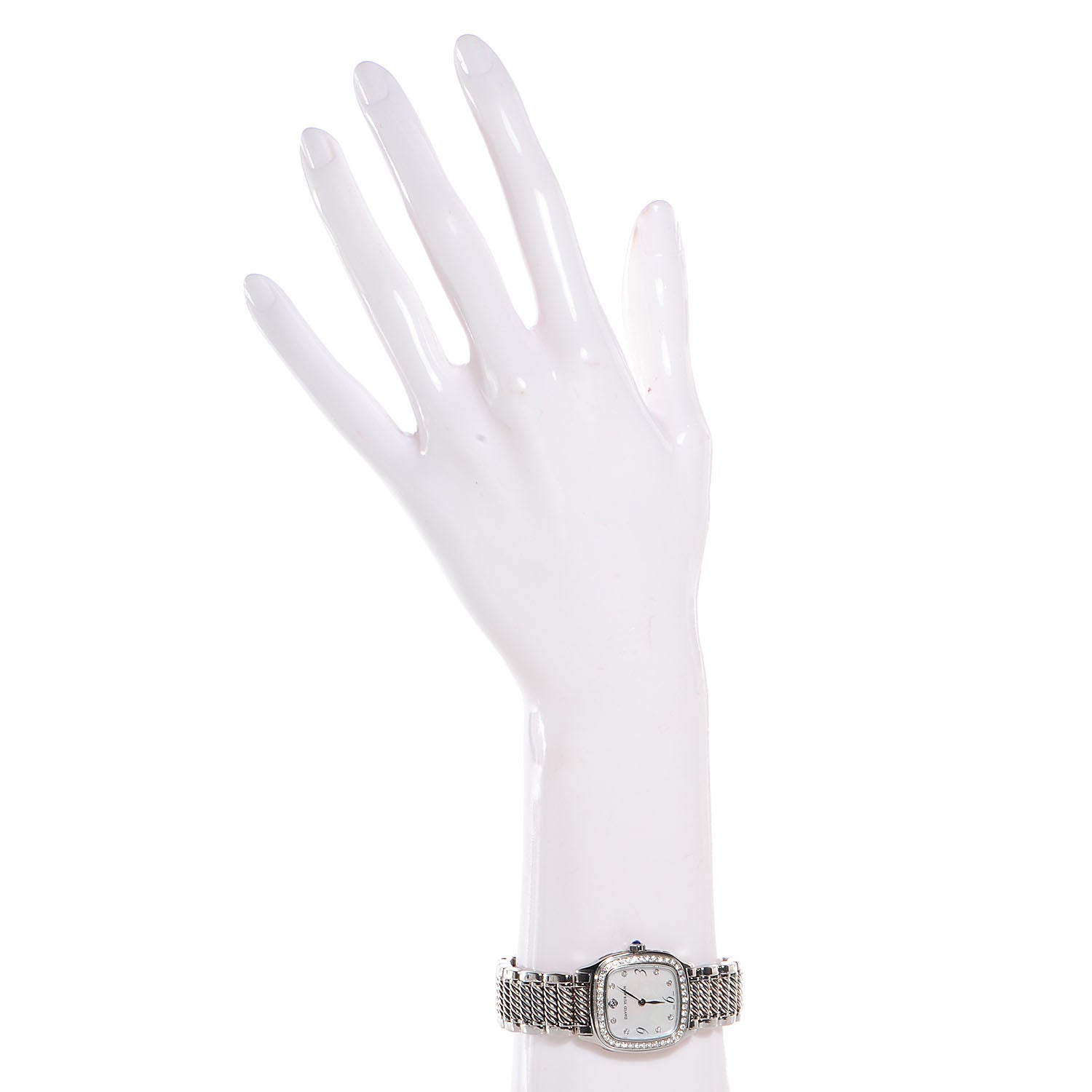 David Yurman Stainless Steel Diamond Bezel Mother of Pearl 25mm Thoroughbred Quartz Watch 2 of 7