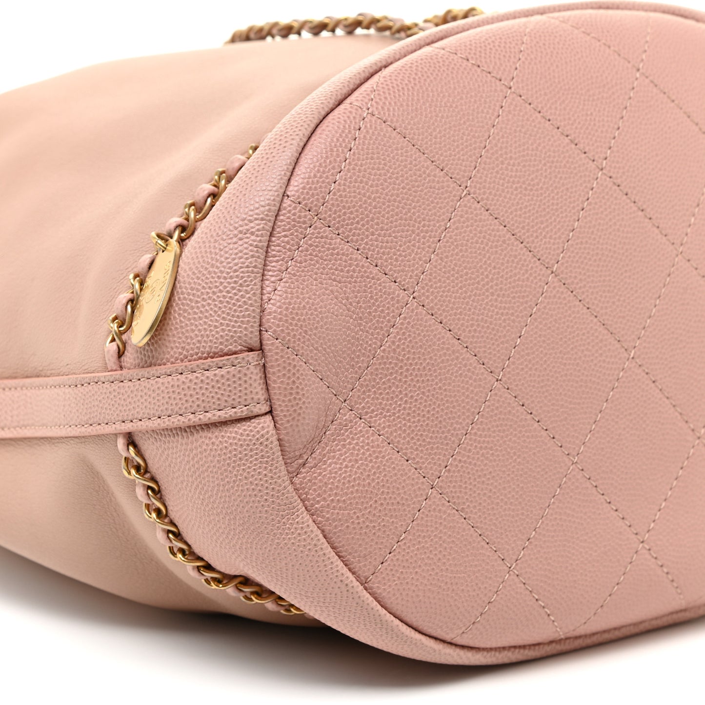Lambskin Caviar Lovely Chains Drawstring Bag Pink
