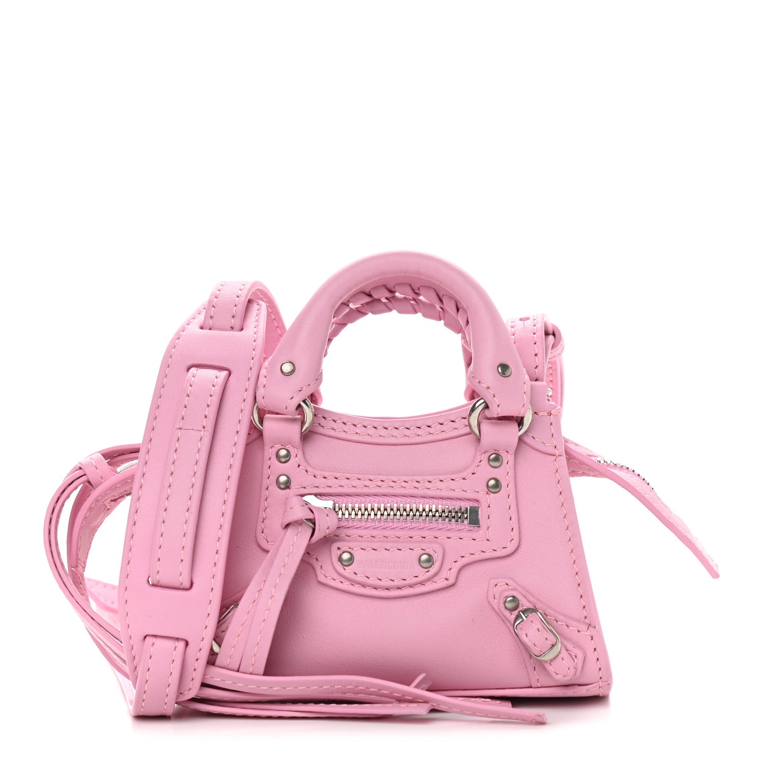 Balenciaga Smooth Calfskin Neo Classic Silver Hardware Super Nano City Crossbody Candy Pink 1 of 10