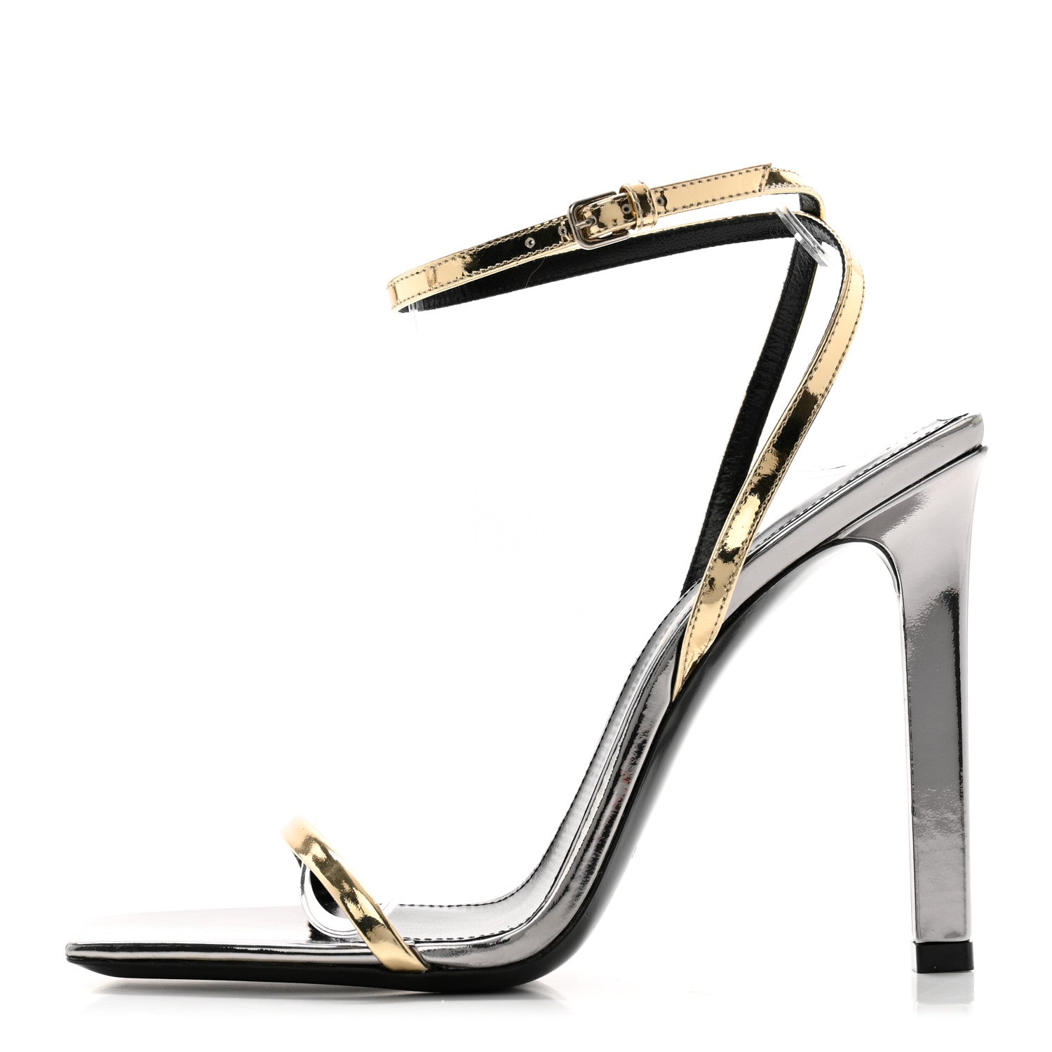 Saint Laurent Metallic Patent Pam 110 Sandals 36 Old Gold 1 of 8