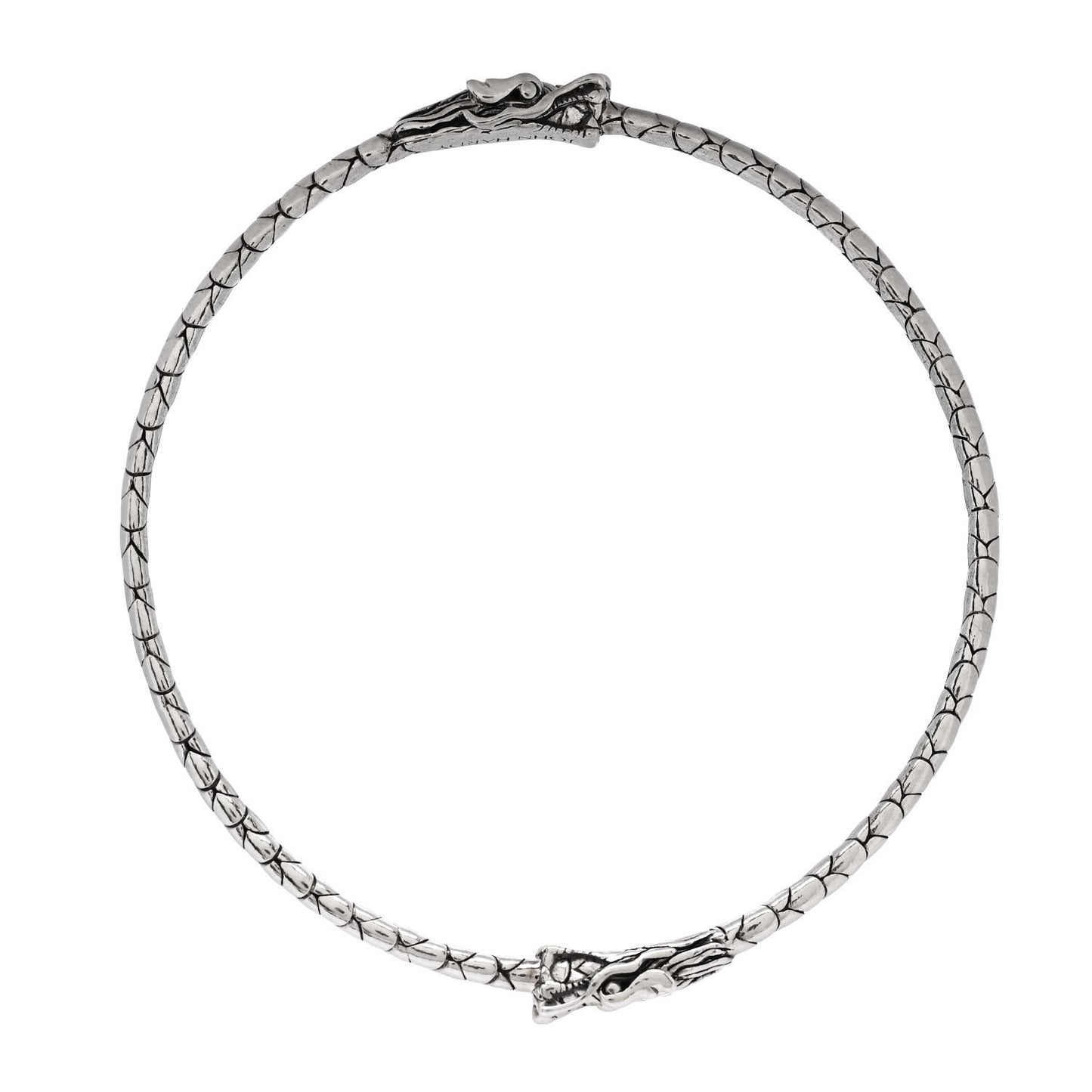 Sterling Silver Slim Naga Scale Bangle Bracelet