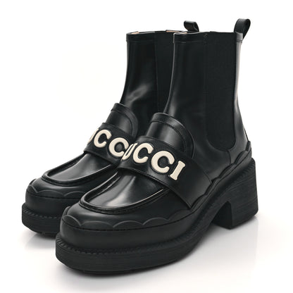 Gucci Calfskin Ornella Logo Ankle Boots 41 Black 3 of 9