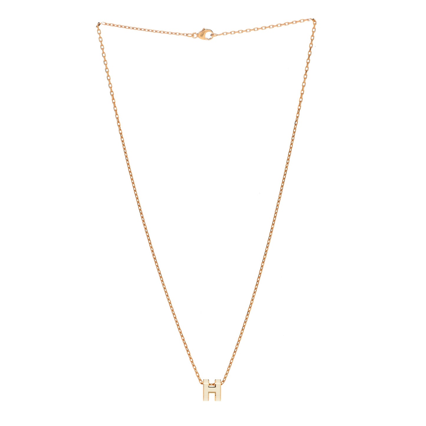 Lacquered Gold Mini Pop H Pendant Necklace White