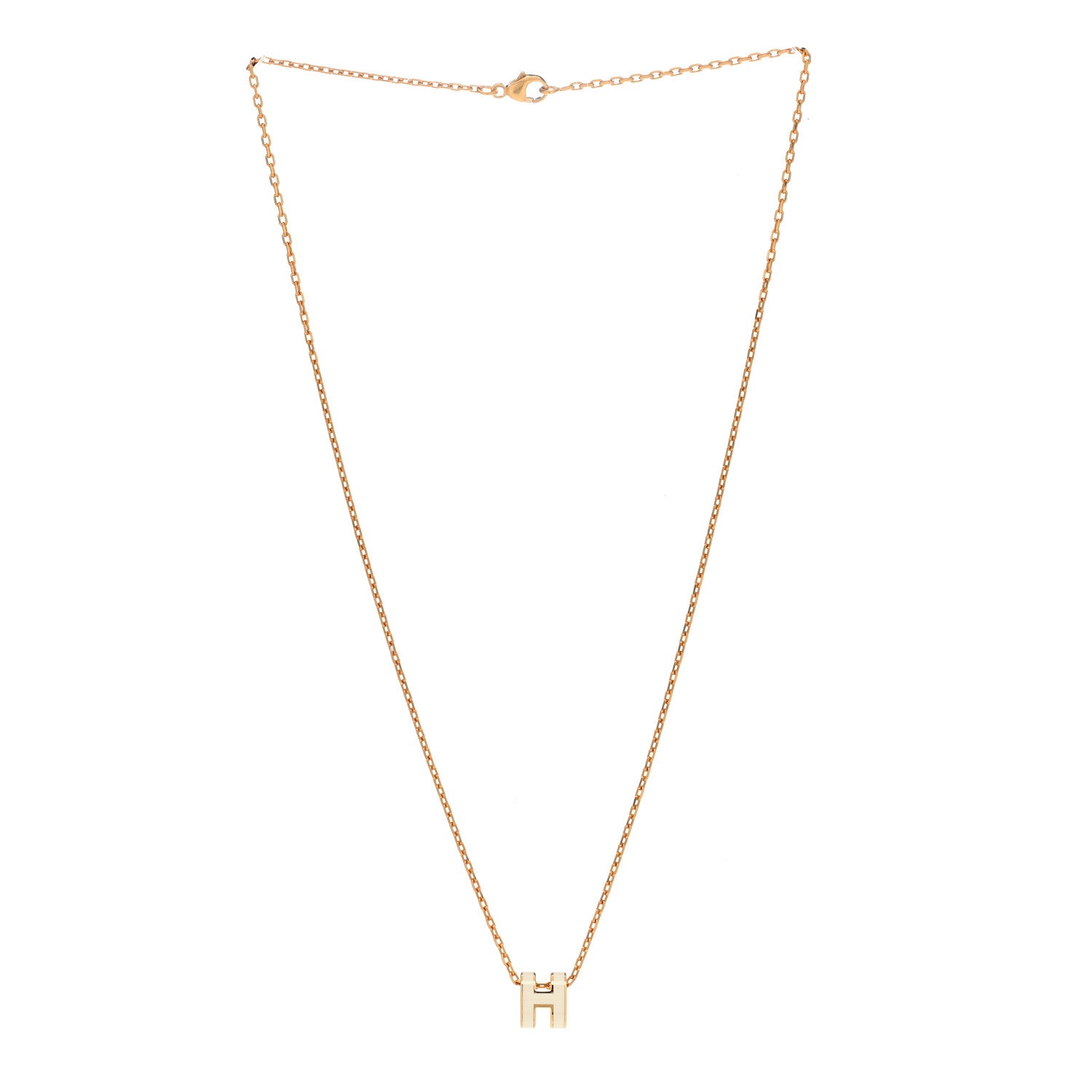 Hermes Lacquered Gold Mini Pop H Pendant Necklace White 3 of 7
