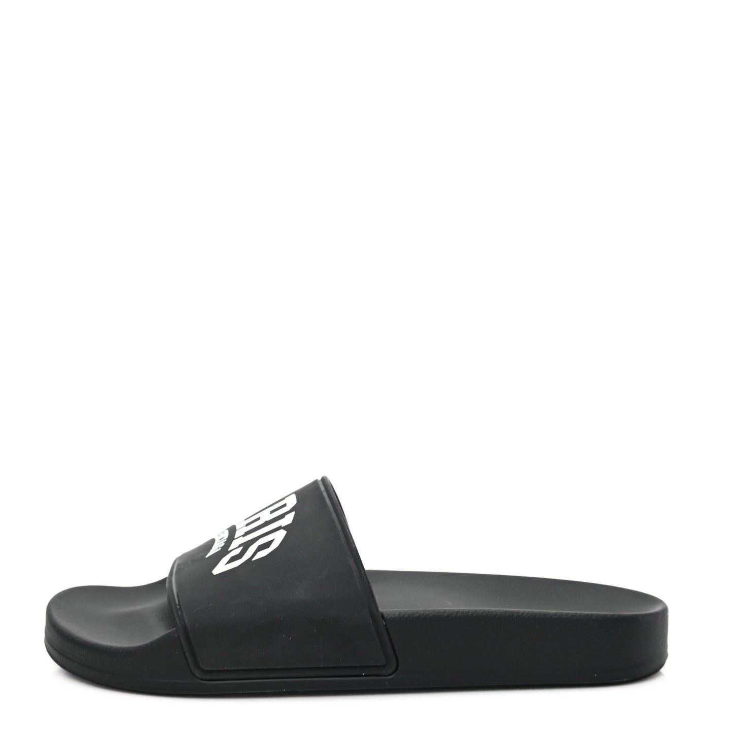 Rubber Paris Logo Womens Slide Sandals 35 Black