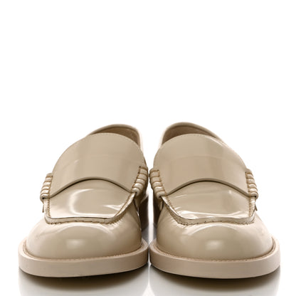 Chanel Shiny Calfskin Logo Loafers 37.5 Beige 2 of 10