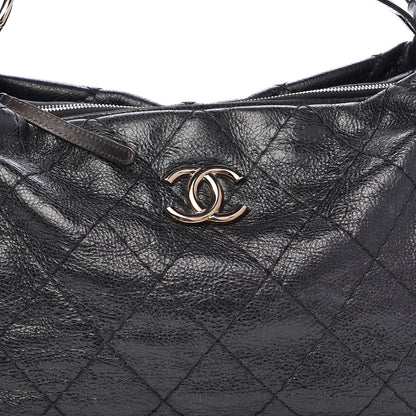 Chanel Glazed Calfskin On The Road Hobo Black 10 of 10