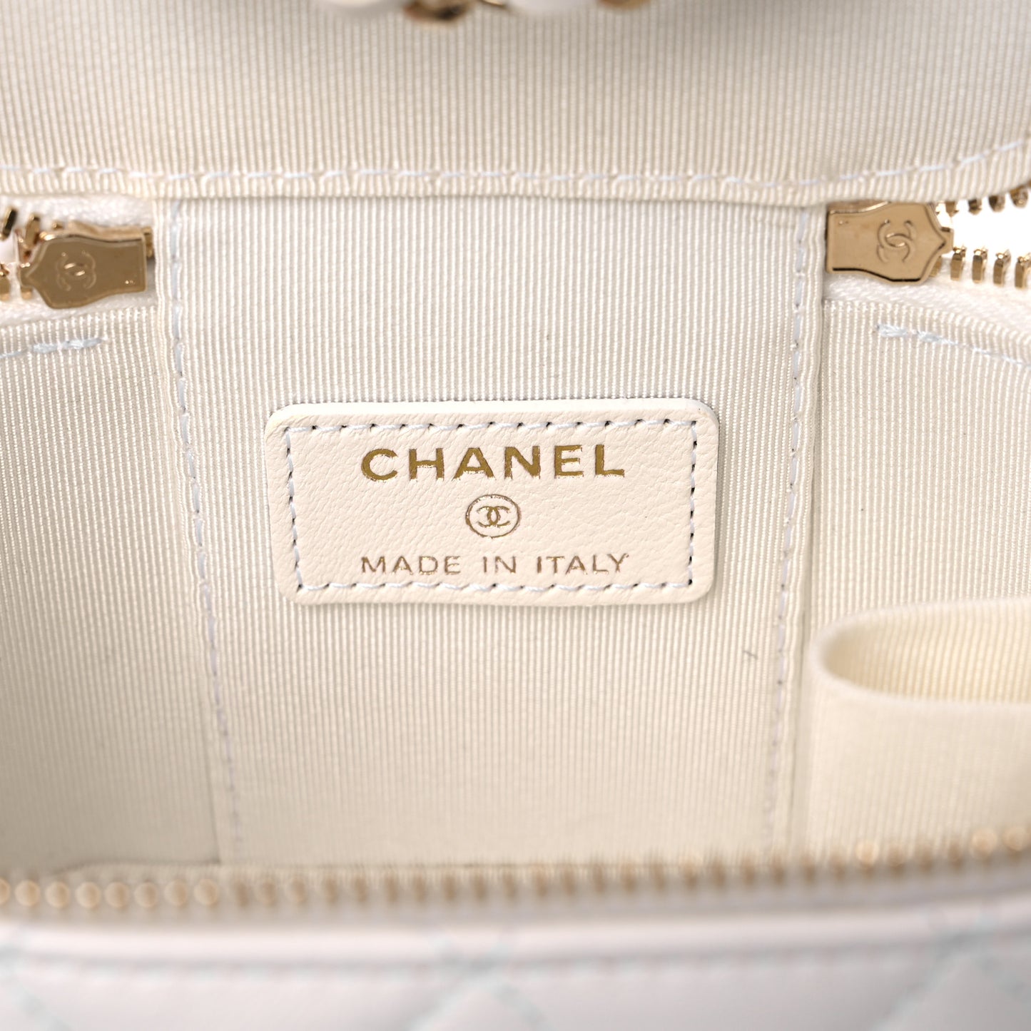 Lambskin Quilted My Chanel Lady Vanity Case With Chain White
