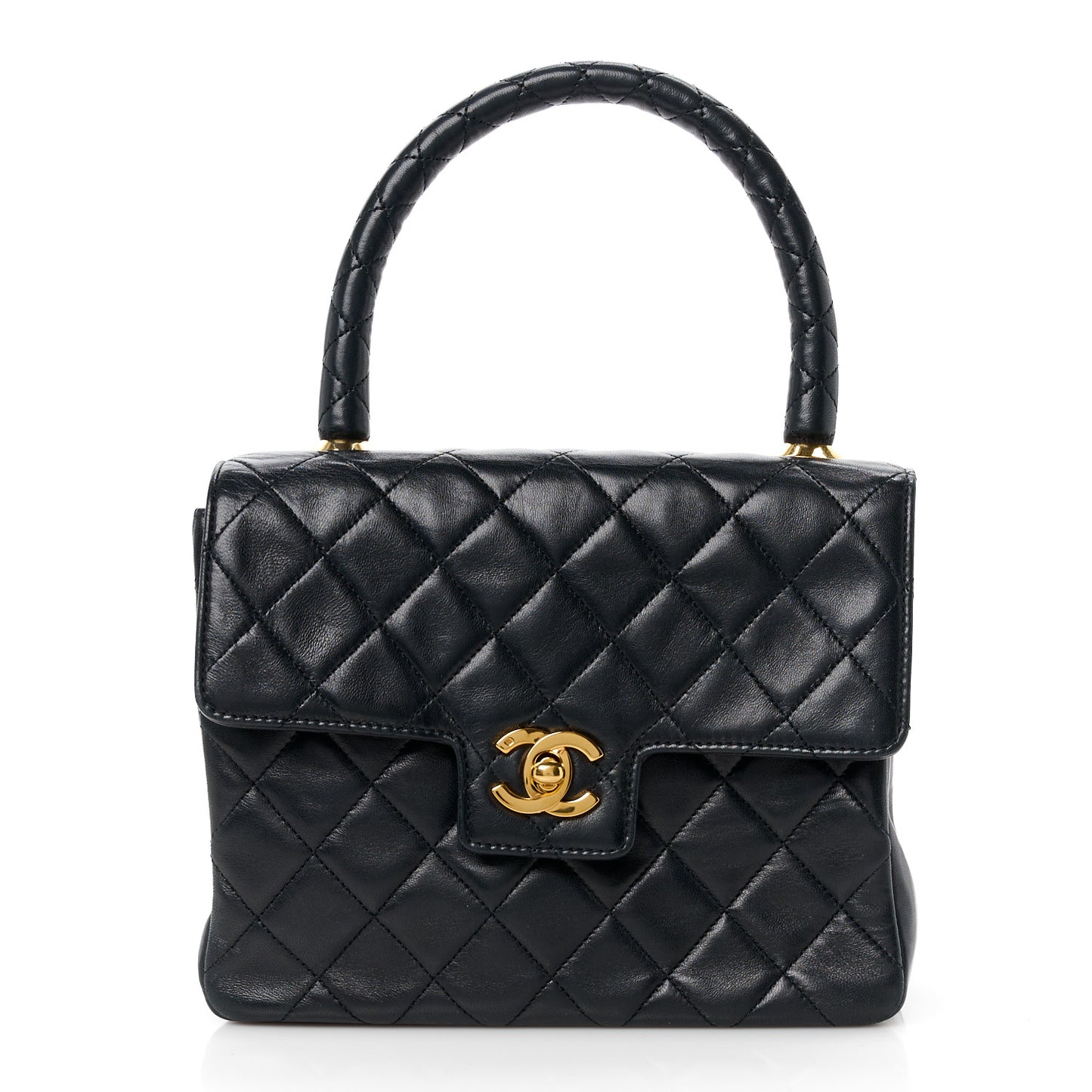 Lambskin Quilted Mini Kelly Flap Bag Black