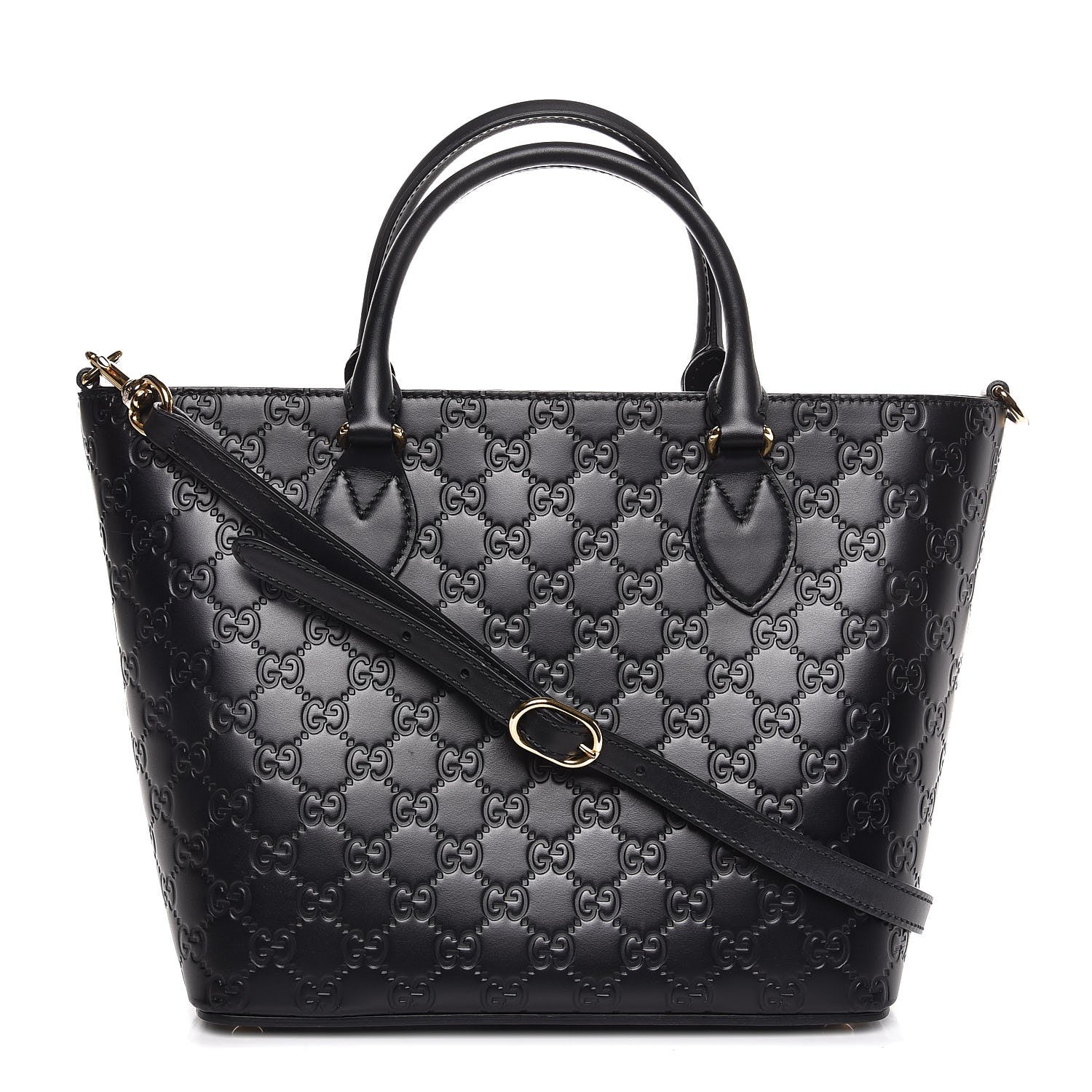 Gucci Guccissima Small Zippered Bucket Tote Black 1 of 8
