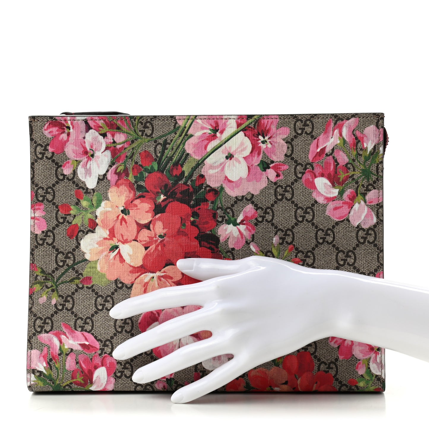 GG Supreme Monogram Blooms Large Cosmetic Case Beige Multicolor Dry Rose