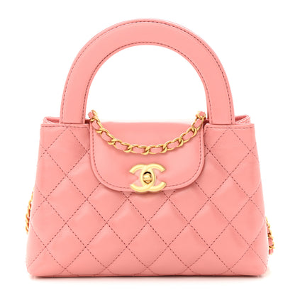 Chanel Shiny Aged Calfskin Quilted Nano Kelly Shopper Coral Pink 1 of 11