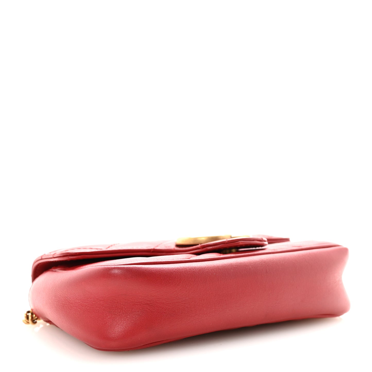 Calfskin Matelasse Super Mini GG Marmont Shoulder Bag Hibiscus Red