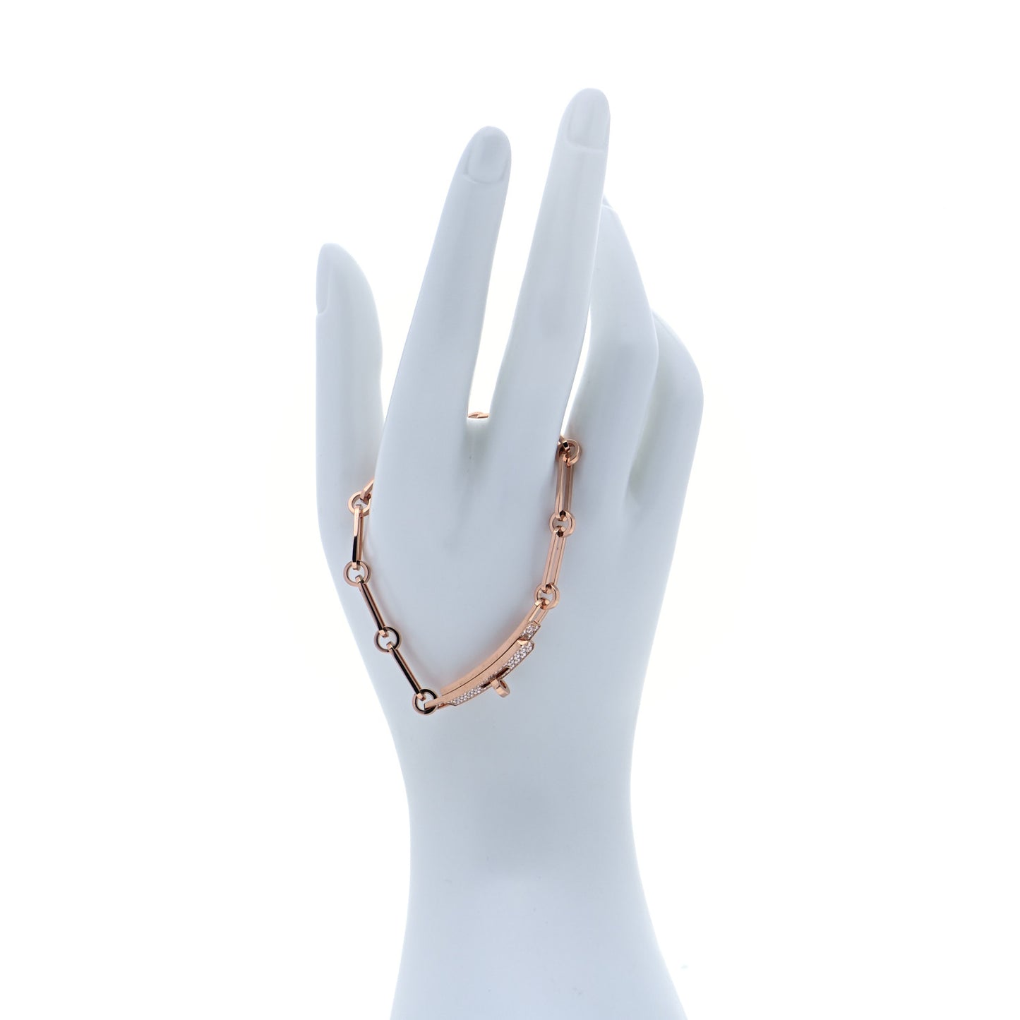 18K Rose Gold Diamond Pave PM Kelly Chaine Bracelet LG