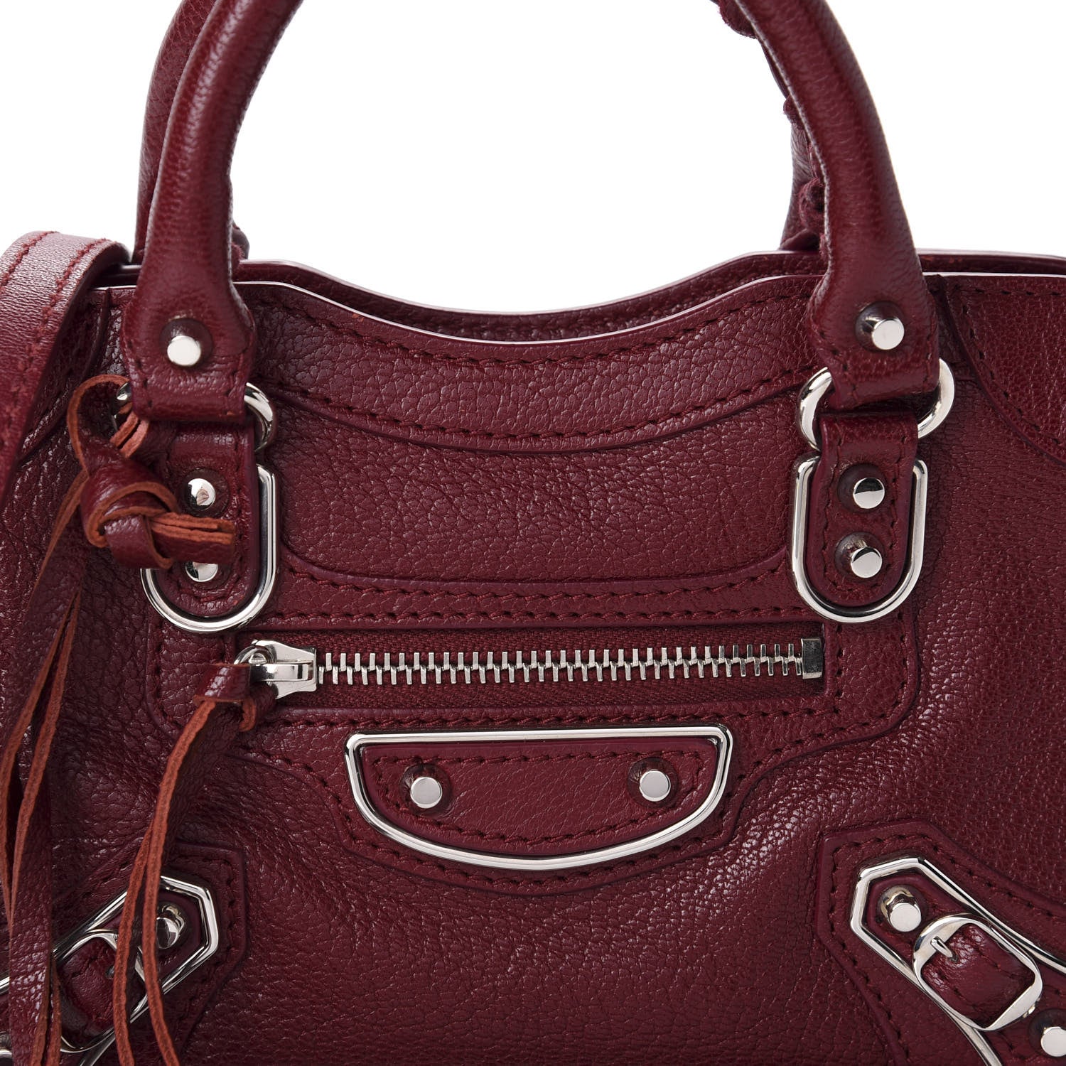 Balenciaga Chevre Silver Metallic Edge Hardware Nano City Rouge Lie De Vin 11 of 11