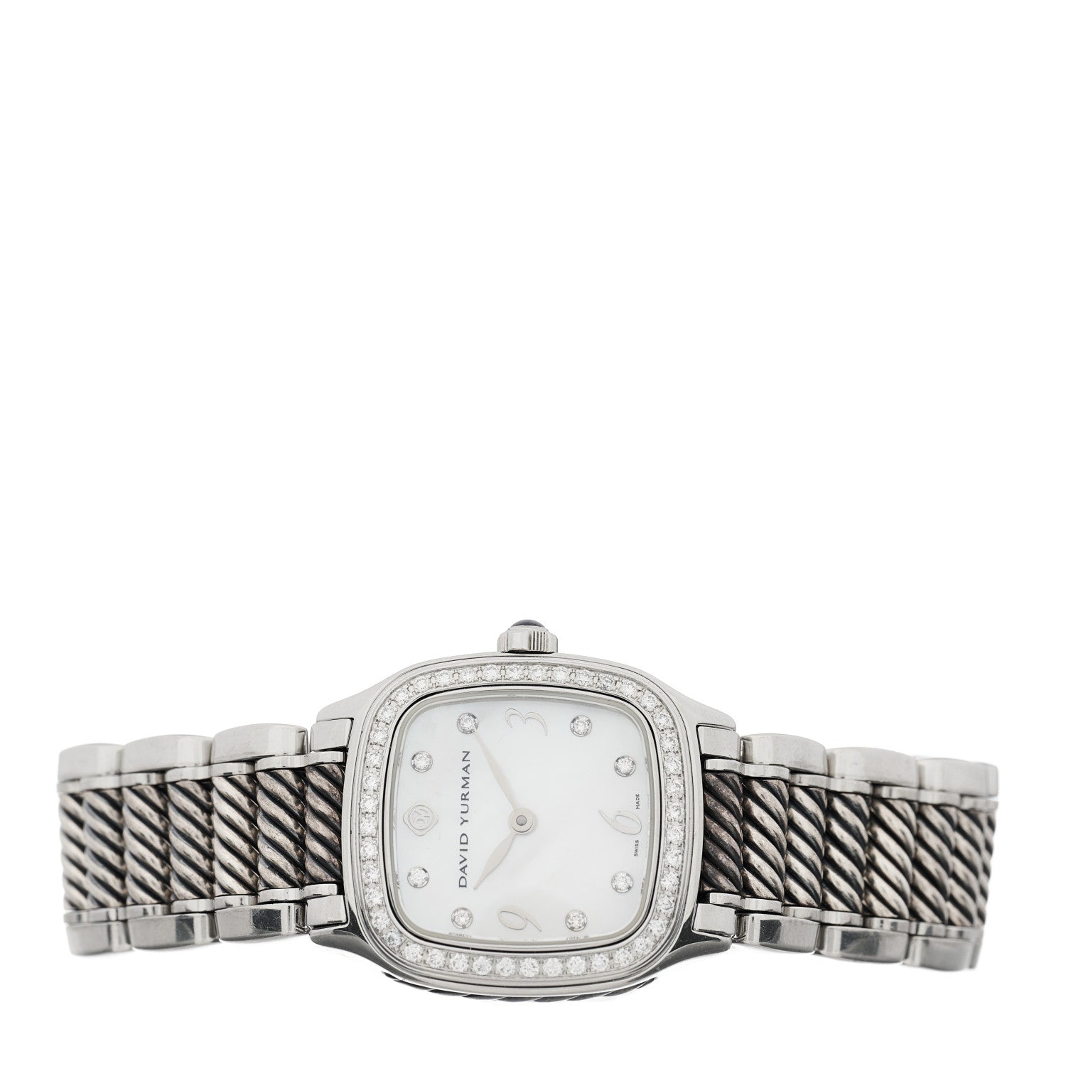 David Yurman Stainless Steel Diamond Bezel Mother of Pearl 25mm Thoroughbred Quartz Watch 2 of 4