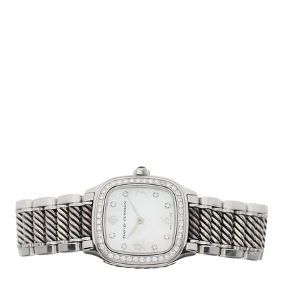 David Yurman Stainless Steel Diamond Bezel Mother of Pearl 25mm Thoroughbred Quartz Watch 2 of 4