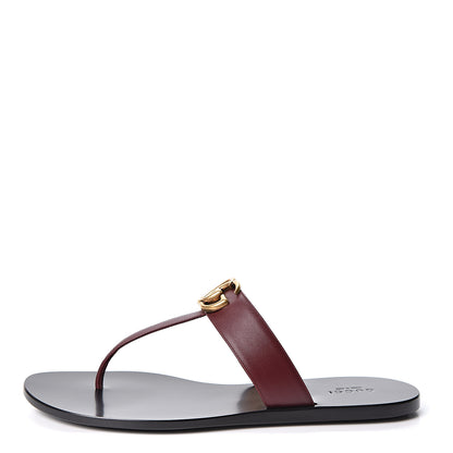 Gucci Calfskin GG Marmont Thong Sandals 39.5 Vintage Bordeaux 1 of 9