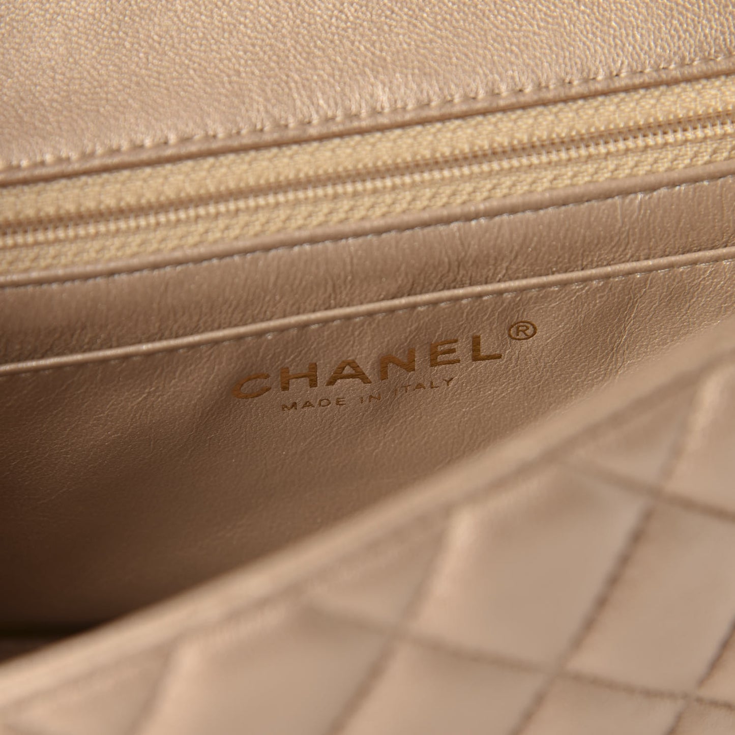 Metallic Lambskin Quilted Mini Square Flap Light Gold