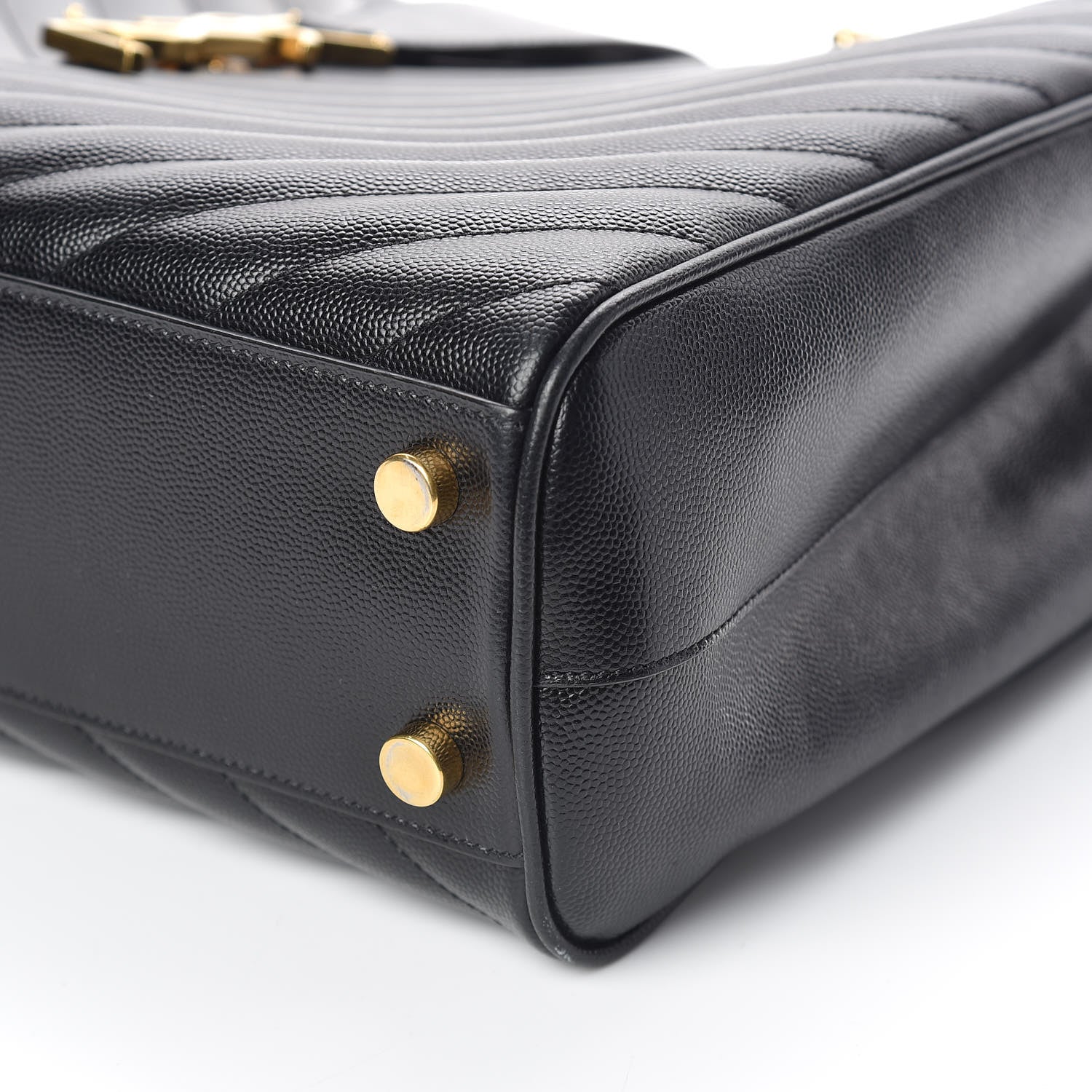 Saint Laurent Grain De Poudre Matelasse Chevron Monogram Shopping Bag Black 6 of 11