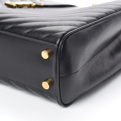 Saint Laurent Grain De Poudre Matelasse Chevron Monogram Shopping Bag Black 6 of 11