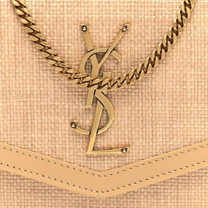 Saint Laurent Micro Raffia Monogram Uptown Chain Wallet Natural Hay Blush 8 of 11