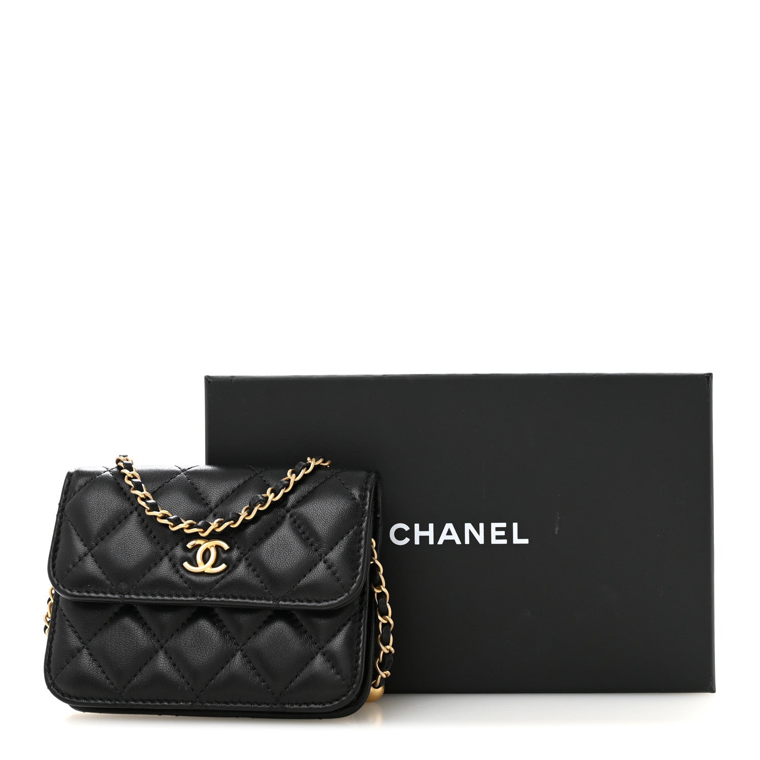 Chanel Lambskin Quilted Pearl Crush Clutch With Chain Black 12 of 12