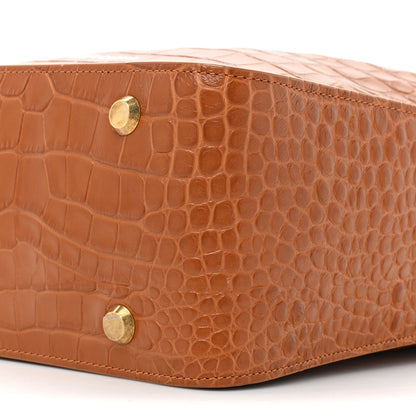 Balenciaga Extra Supple Calfskin Crocodile Embossed Small Tool 2.0 North-South Tote Camel 10 of 20