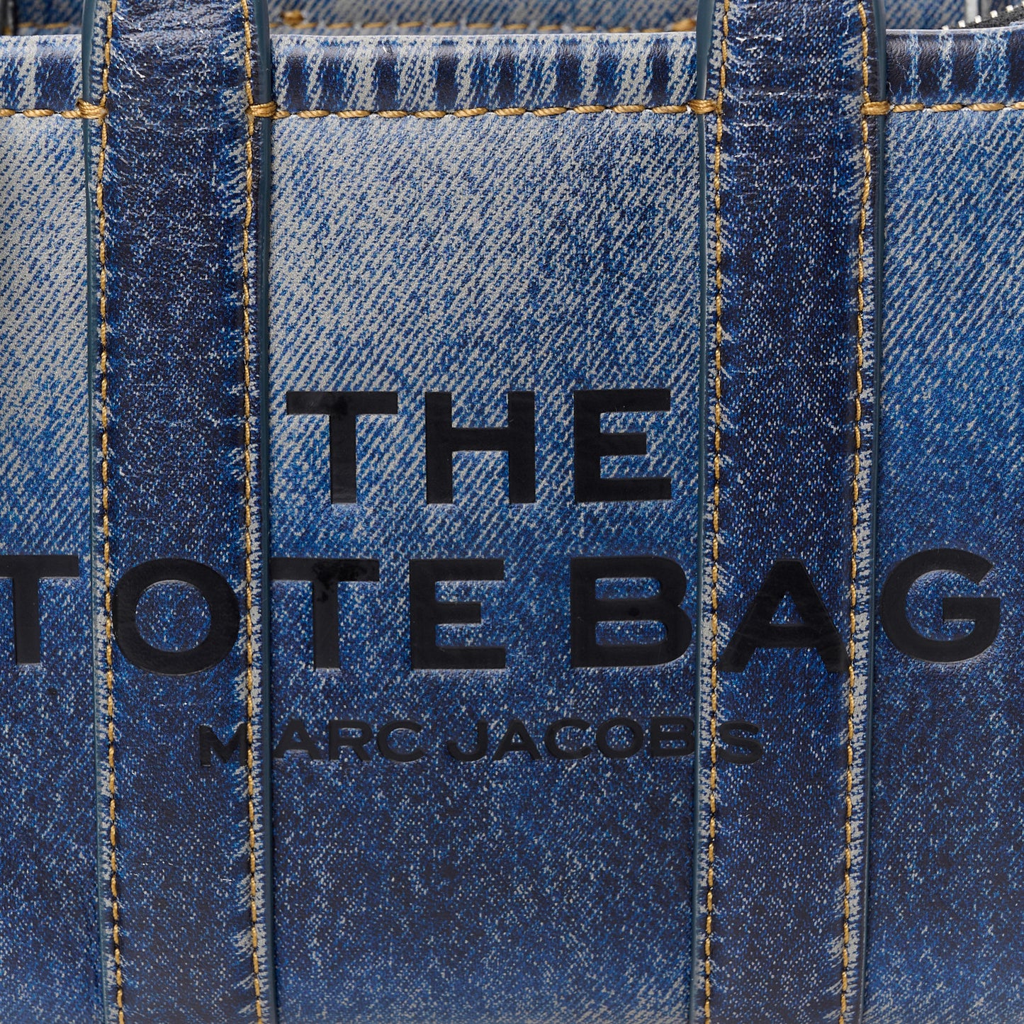 Denim Printed Calfskin Mini Tote Bag Blue