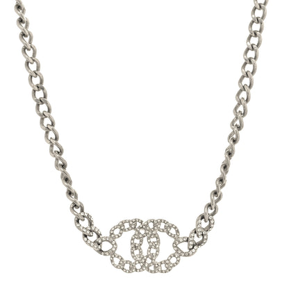Chanel Crystal CC Necklace Silver 1 of 5