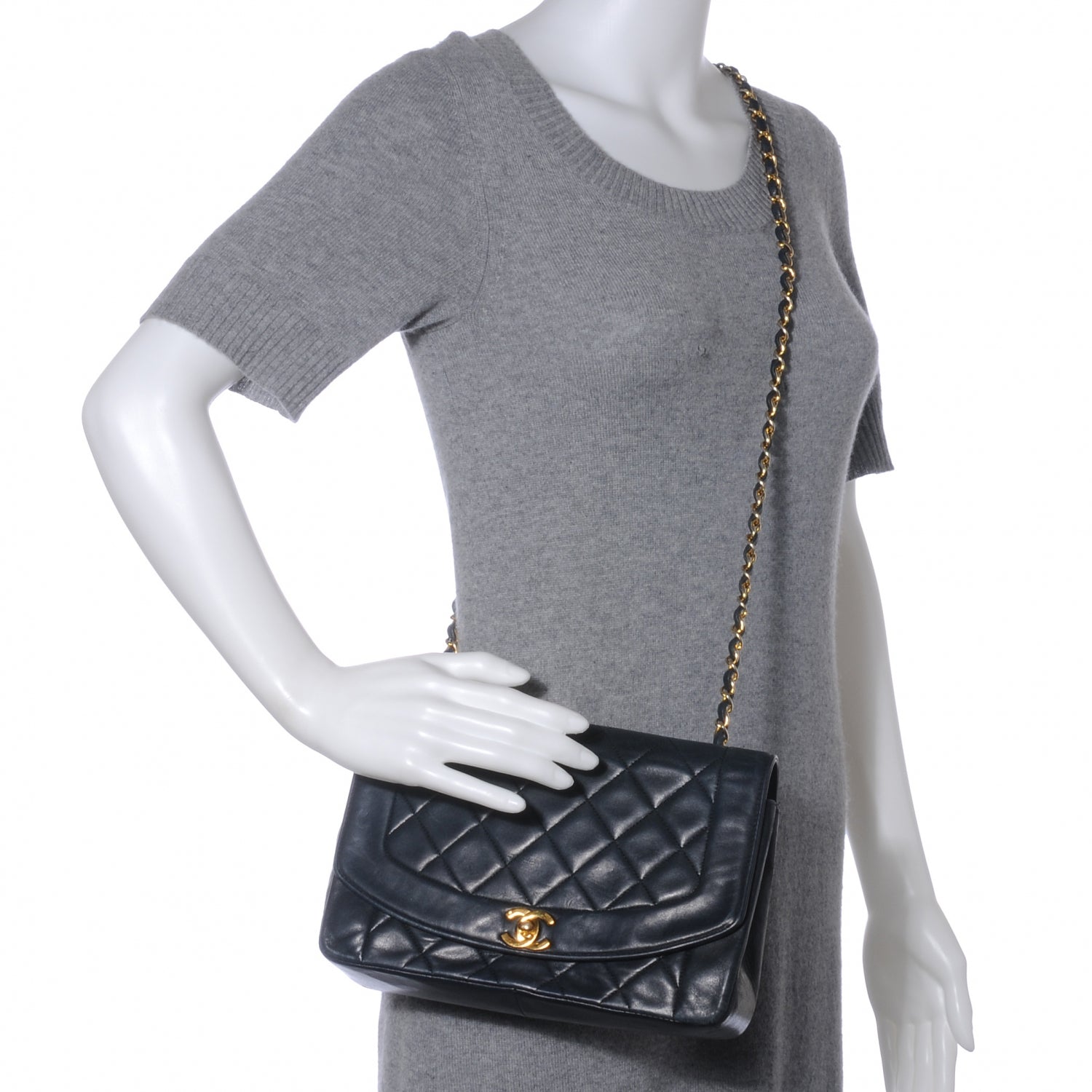 Chanel Lambskin Single Flap Navy 2 of 8