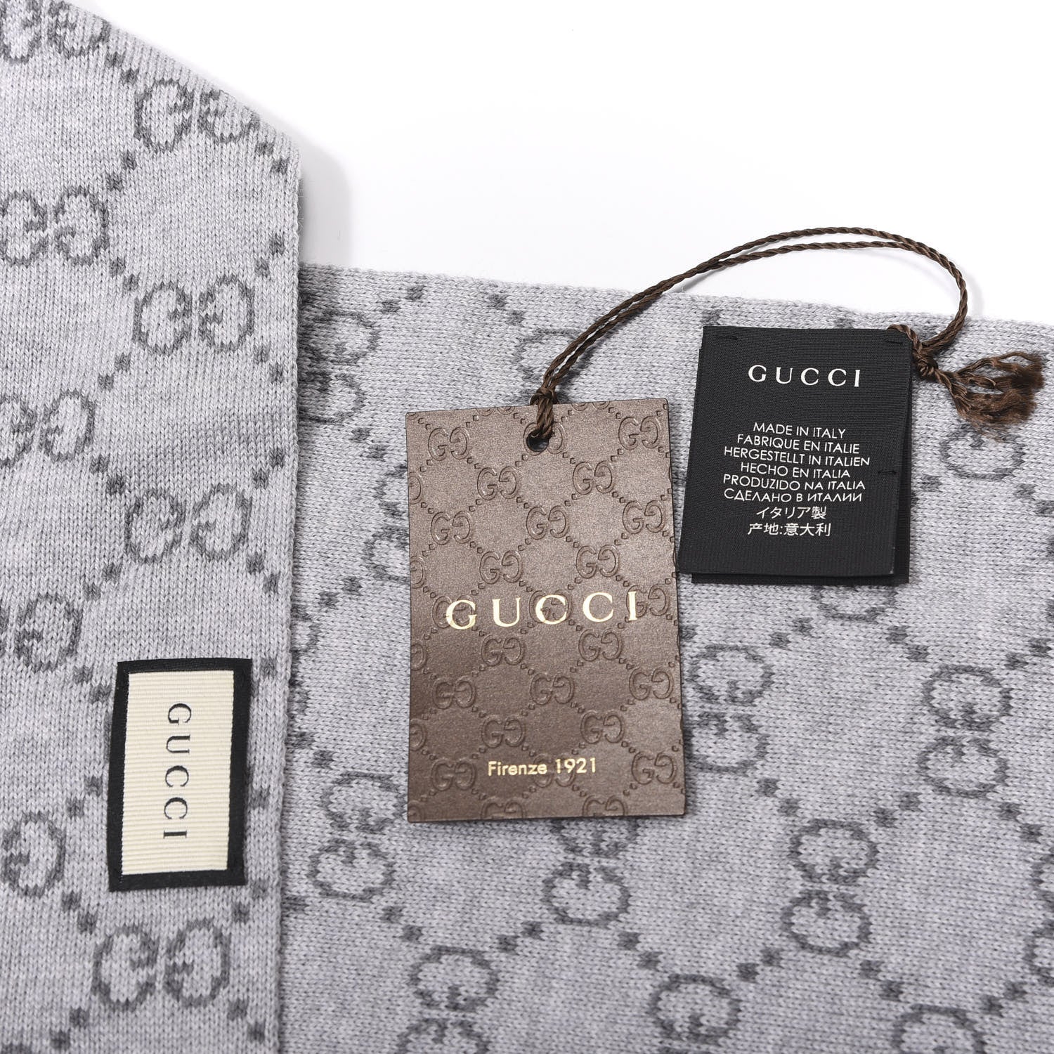 Gucci Wool Tricot GG Monogram Web Solange Scarf Graphite Light Grey 3 of 4