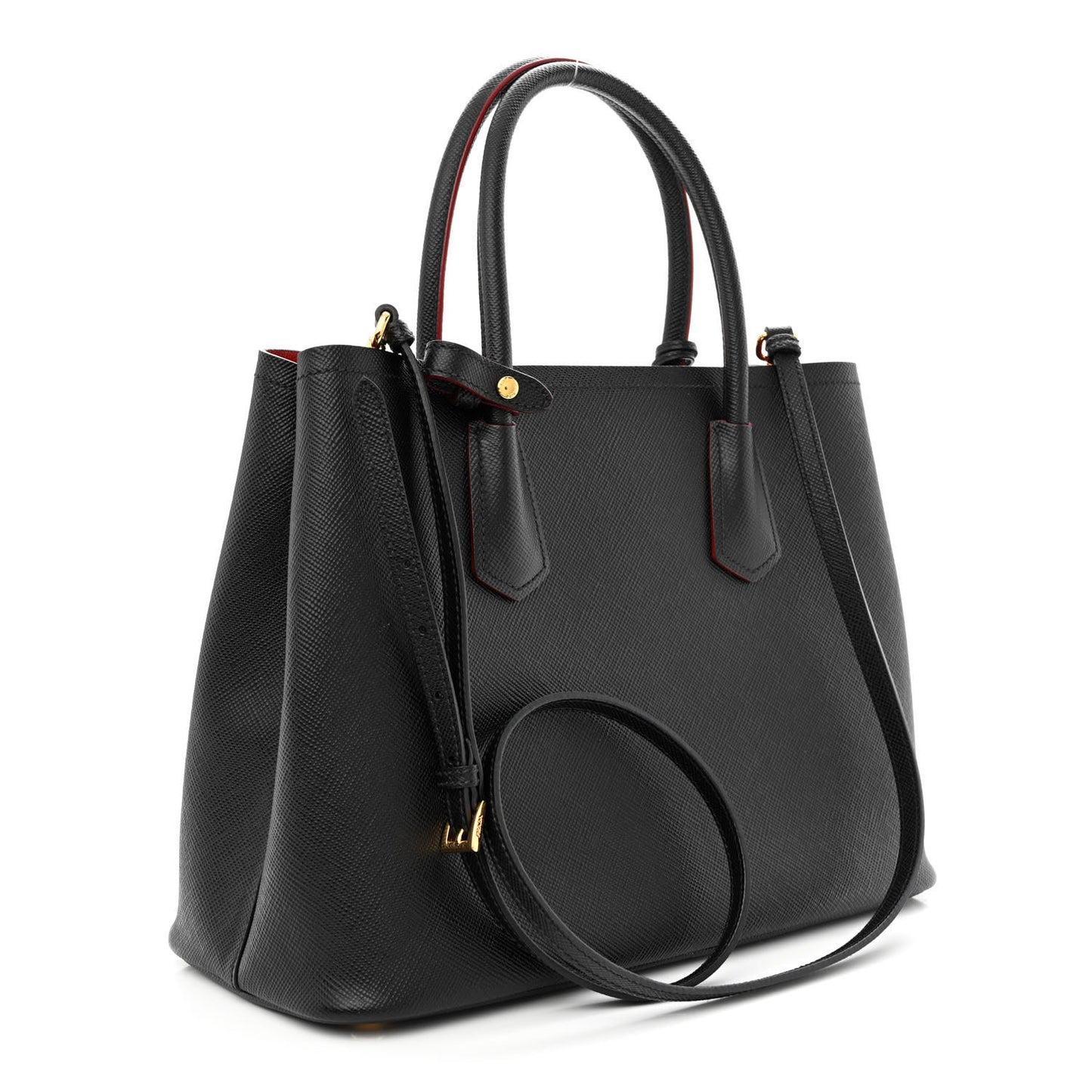 Saffiano Cuir Small Double Bag Black Fuoco