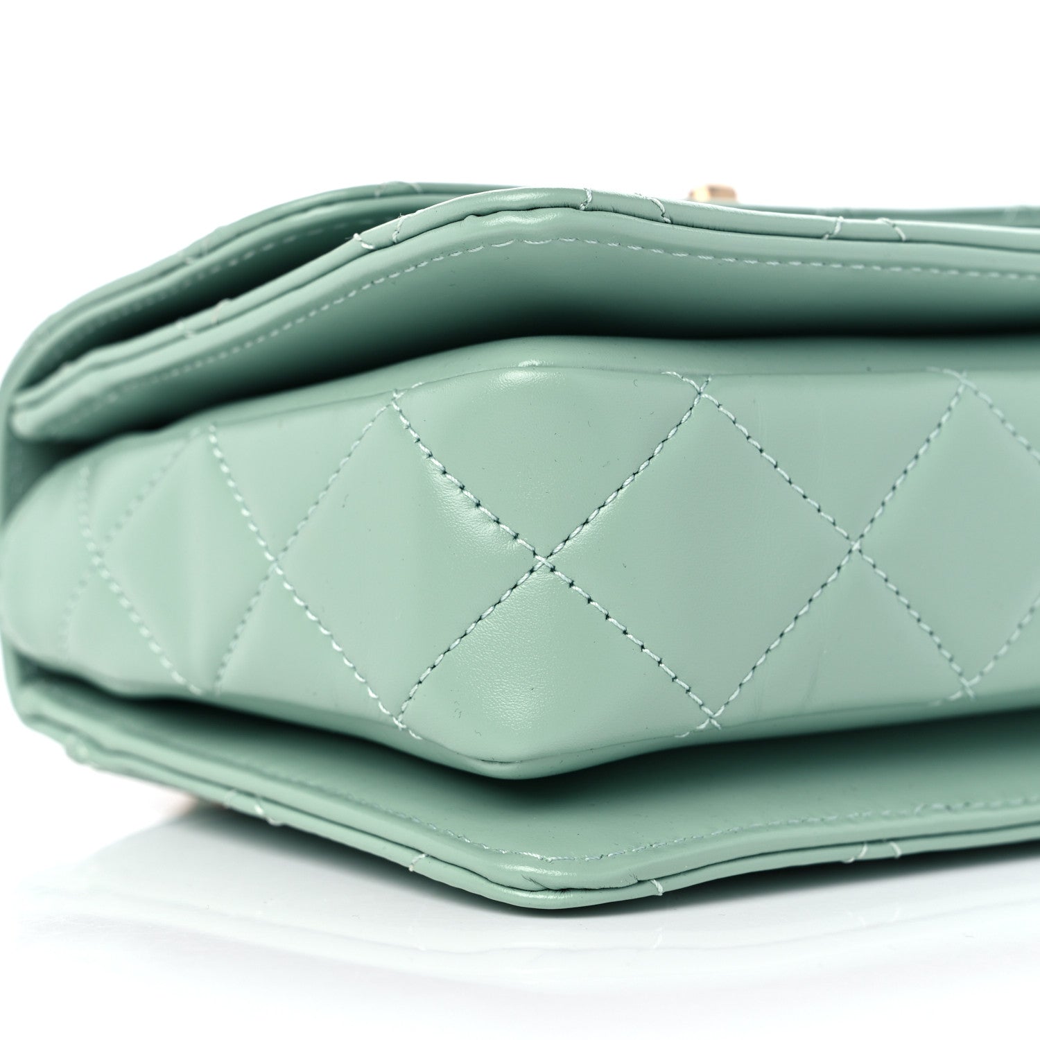 Chanel Shiny Calfskin Quilted Mini Metal Top Handle Flap Light Green 8 of 10