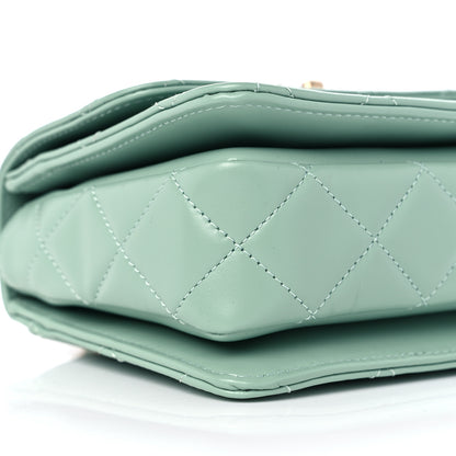 Chanel Shiny Calfskin Quilted Mini Metal Top Handle Flap Light Green 8 of 10