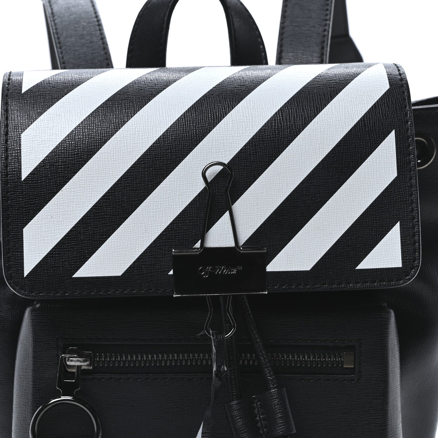Off-White Saffiano Diag Backpack Black White 8 of 10
