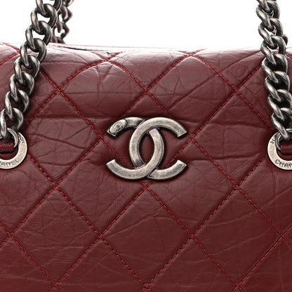 Chanel Aged Calfskin Quilted Large Secret Tag Bowling Bag Burgundy 7 of 10