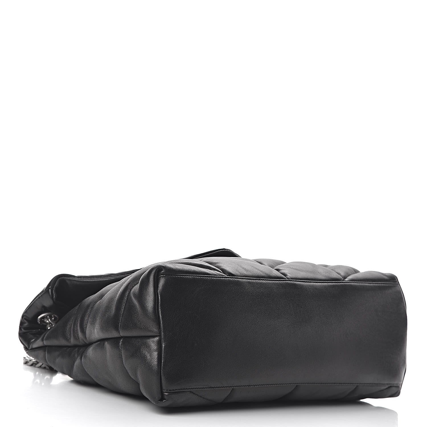 Saint Laurent Lambskin Quilted Medium Loulou Puffer Monogram Chain Satchel Black 4 of 10