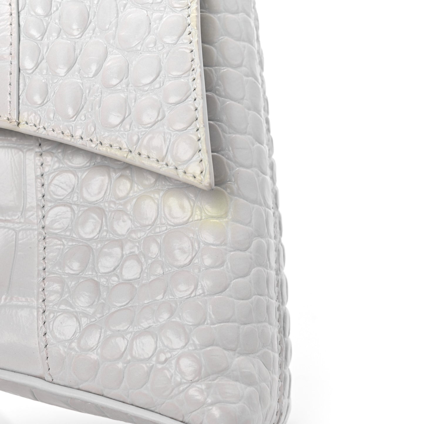 Extra Supple Calfskin Crocodile Embossed XS Downtown Shoulder Bag White