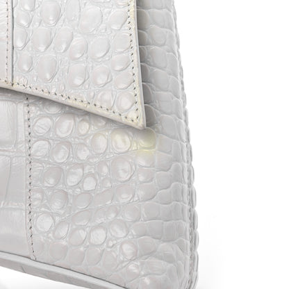 Balenciaga Extra Supple Calfskin Crocodile Embossed XS Downtown Shoulder Bag White 16 of 21