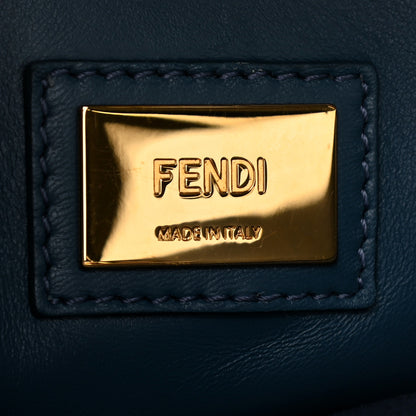 Fendi Vitello Seta Shiny Nappa Medium Peekaboo Iconic Satchel Blue Notte Turchese 7 of 13