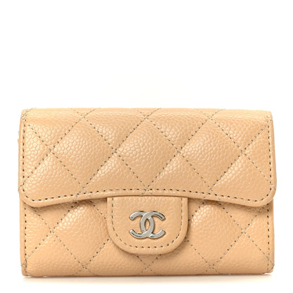 Chanel Caviar Quilted Flap Card Holder Wallet Beige 1 of 9