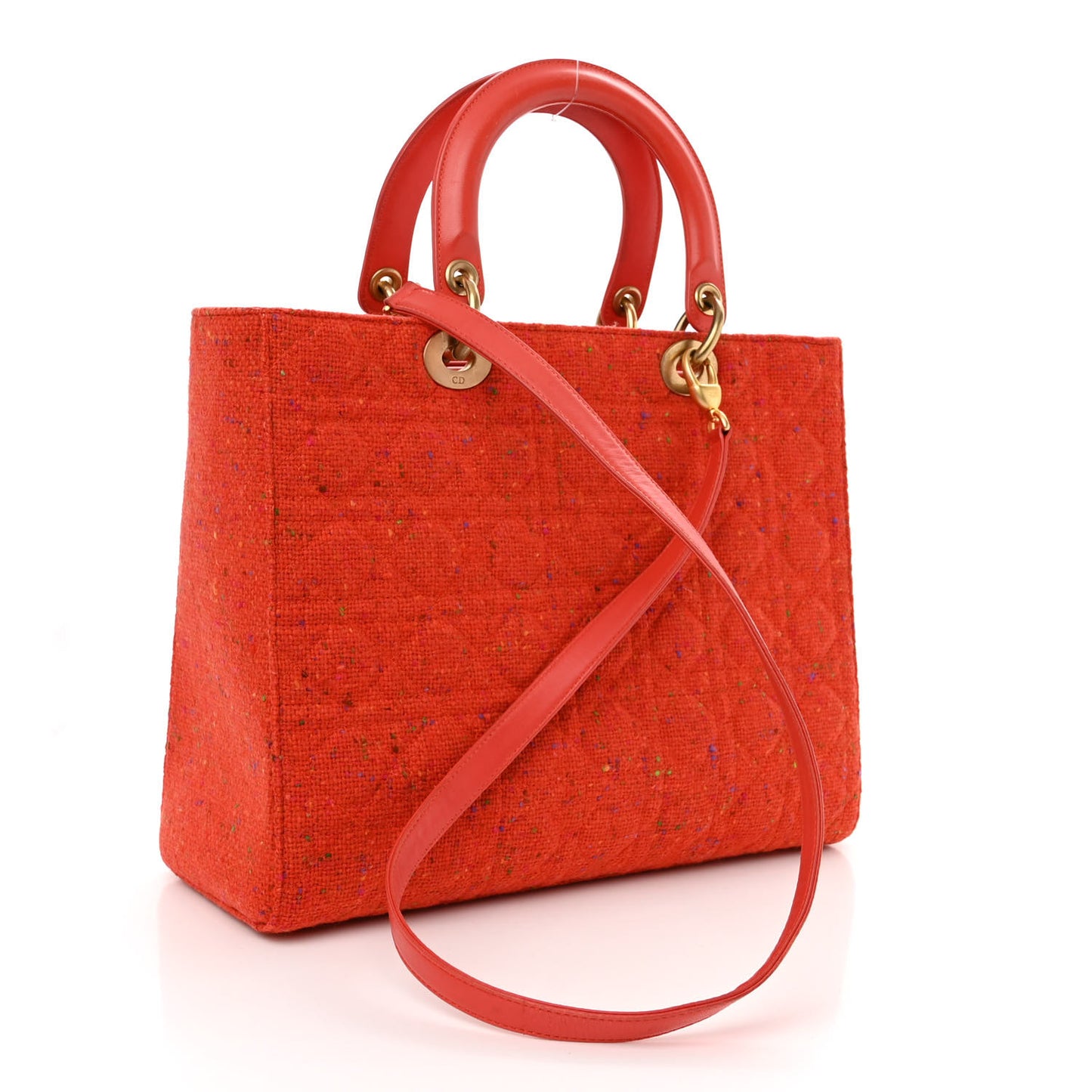 Tweed Cannage Large Lady Dior Orange