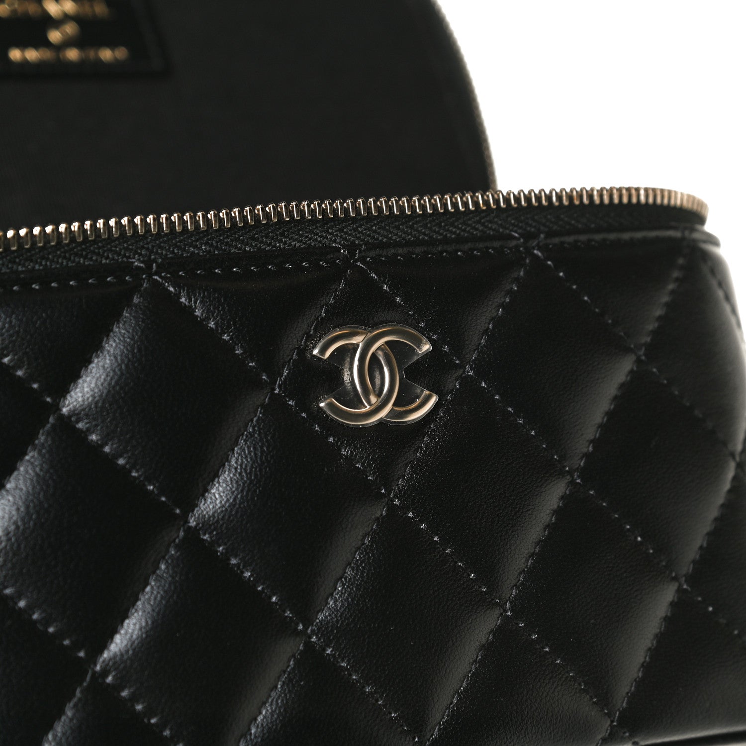 Chanel Lambskin Quilted Small Top Handle Vanity Case With Chain Black 12 of 14