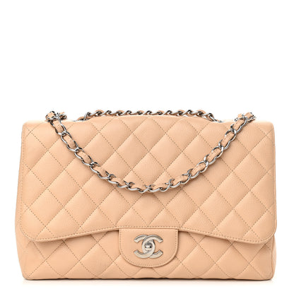 Chanel Caviar Quilted Jumbo Single Flap Beige 1 of 13