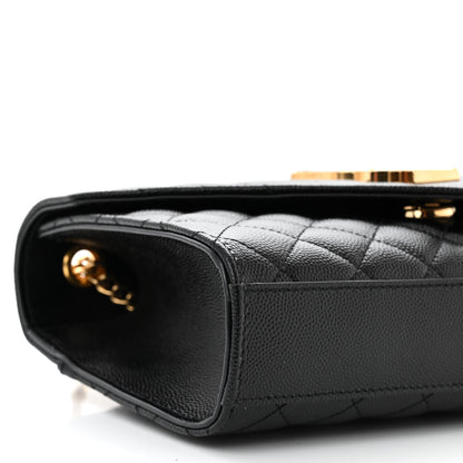 Saint Laurent Grain De Poudre Textured Mixed Matelasse Triquilt Small Monogram Satchel Black 8 of 10