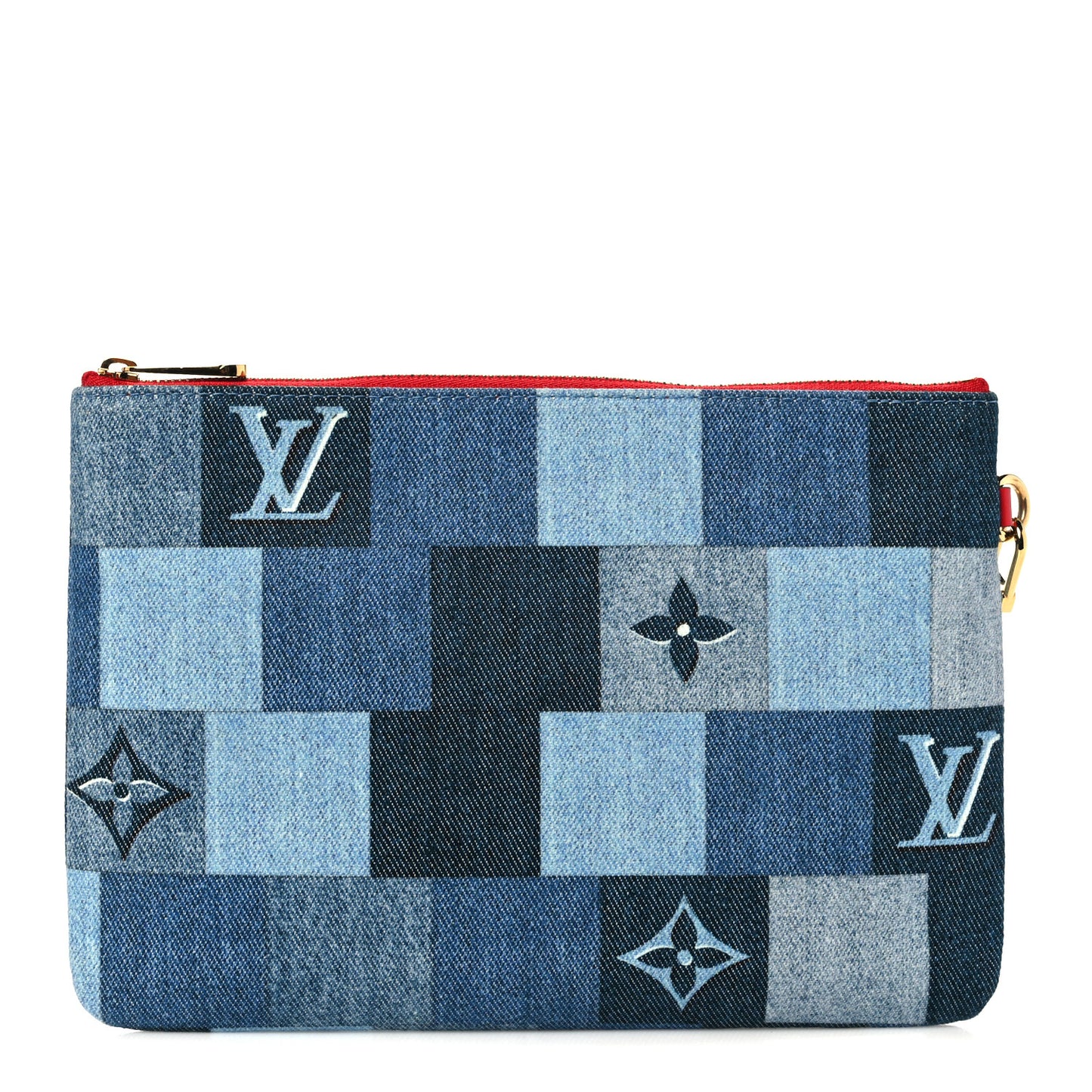 Denim Monogram Patchwork City Pouch Blue Rouge