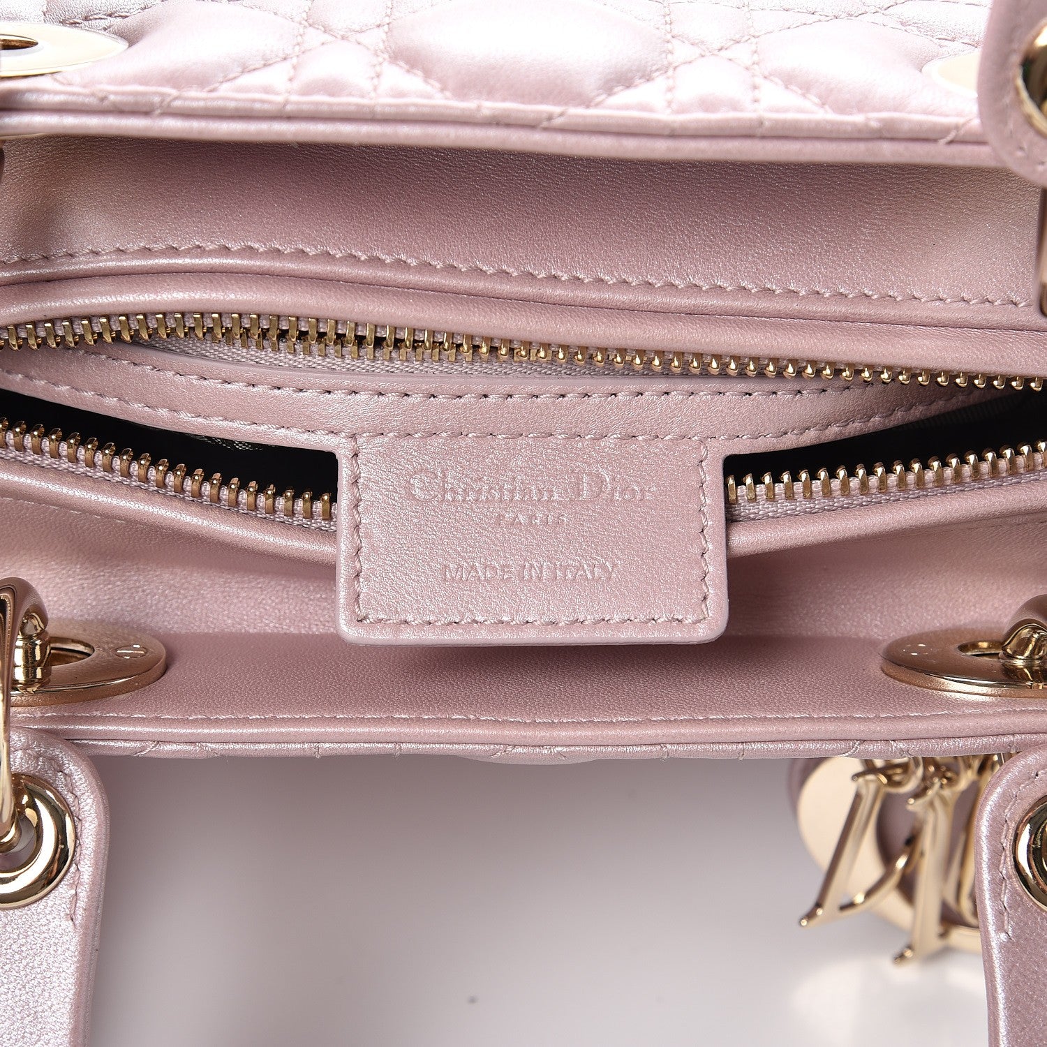 Christian Dior Pearly Lambskin Cannage Medium Lady Dior Lotus 7 of 8