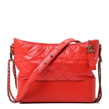 Chanel Aged Calfskin Quilted Medium Gabrielle Hobo Red 1 of 9