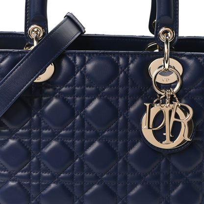 Christian Dior Lambskin Cannage Medium Lady Dior Navy Blue 8 of 10